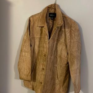 Moda international Woman’s tan suede full length coat in size XL